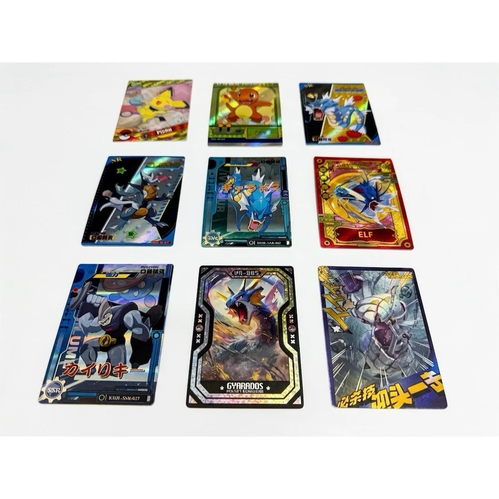 Lot of 9 Pokemon Fan-Made Holo Foil Trading Cards Pichu Gyarados & More